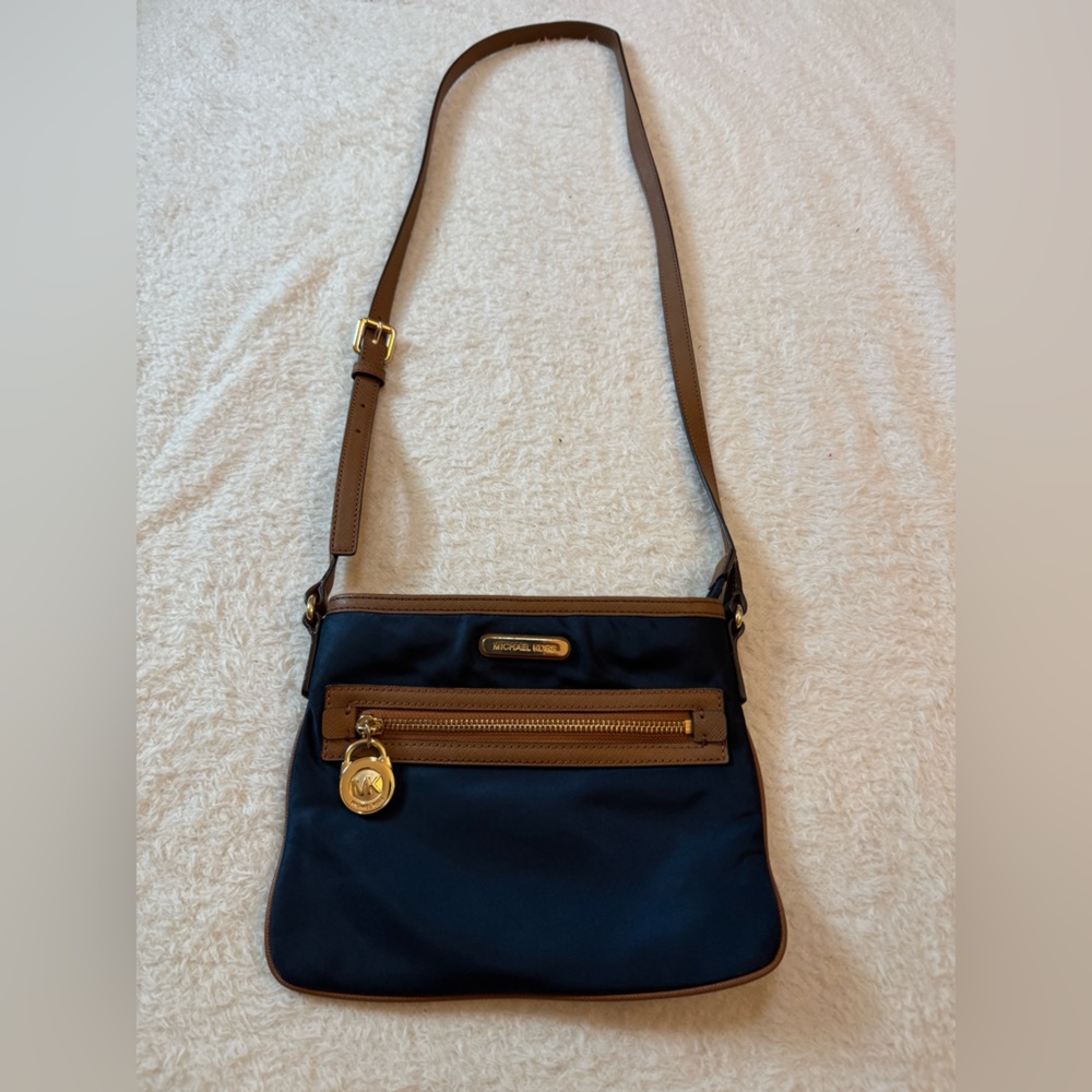 Michael Kors Blue and Tan Crossbody Bag